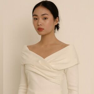 DO+BE Cream Off-Shoulder Twist Front Top